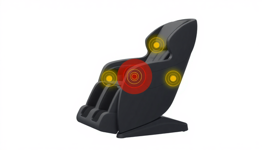 Fujiiryoki massage chair highlighting therapeutic benefits with targeted massage zones for relaxation
