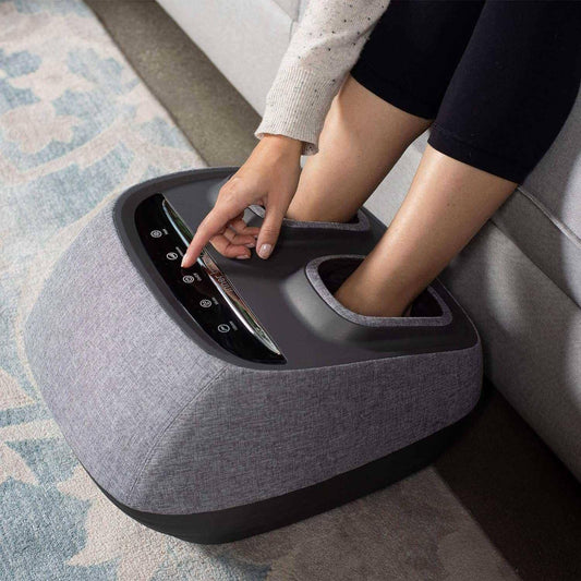 Inner Balance Arch Refresh Foot Massager in gray with digital control panel for relaxing foot massage