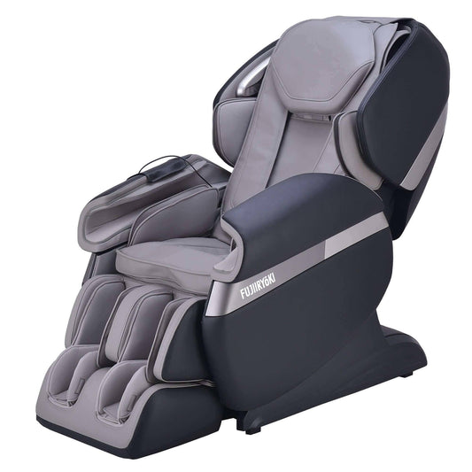 Silla de masaje eléctrica Fujiiryoki Calm Plus en gris y negro con funciones de masaje corporal completo