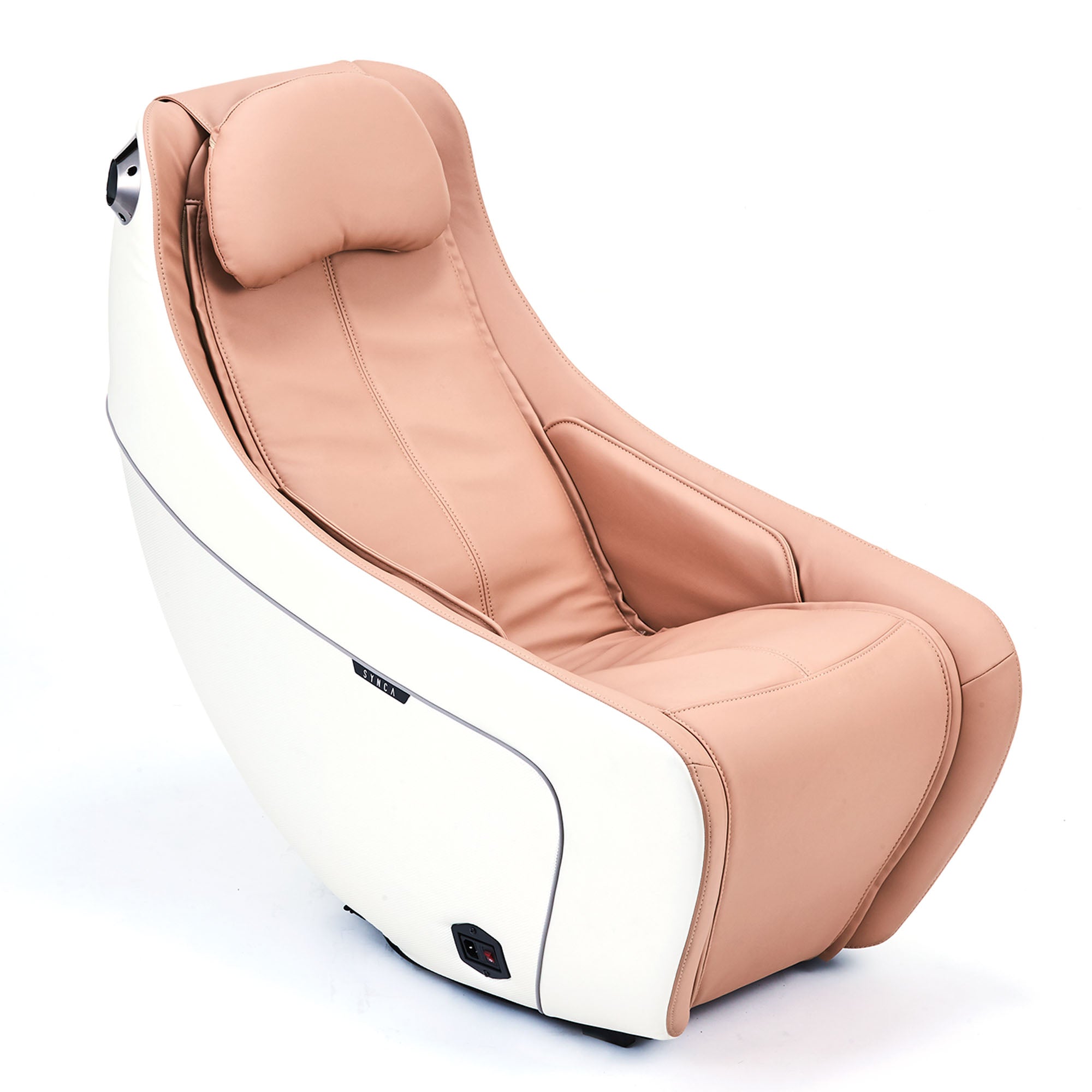 Synca Wellness CirC compact Massage Chair in beige and white with ergonomic design and cushioned headrest