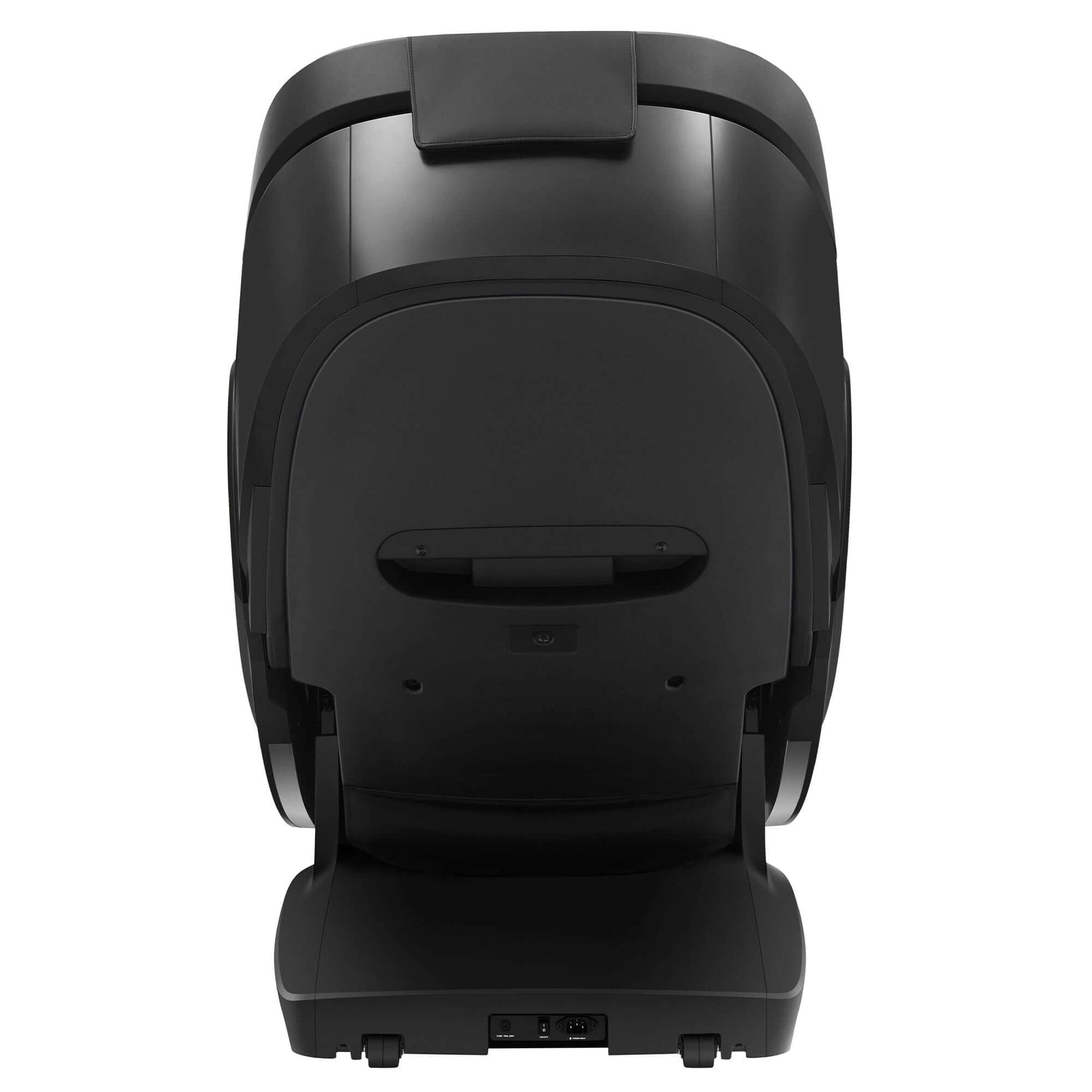 Back view of Fujiiryoki Cyber Relax Pro electric massaging chair in black with ergonomic design