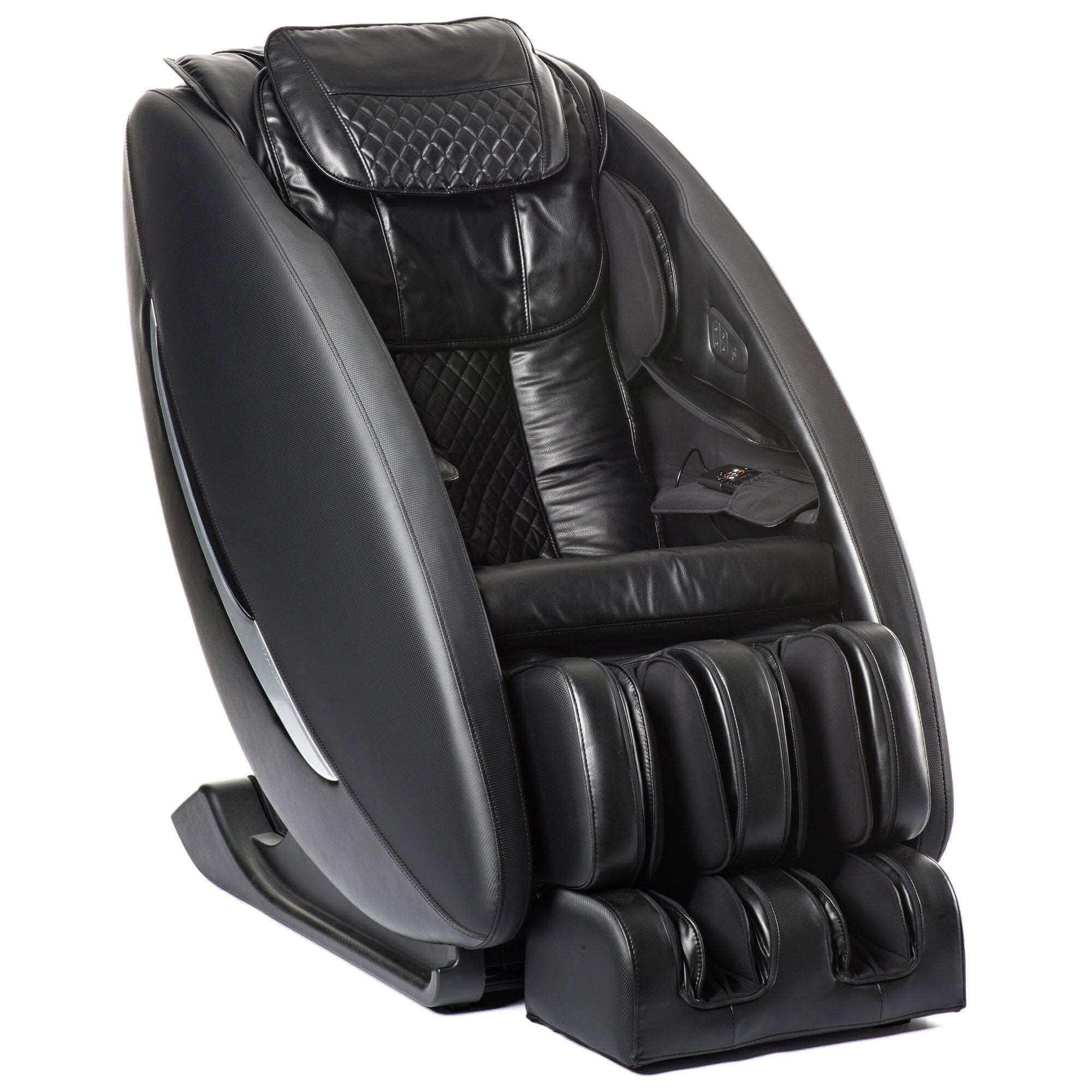 Inner Balance Ji Massage Chair black electric massaging chair with quilted design and footrest