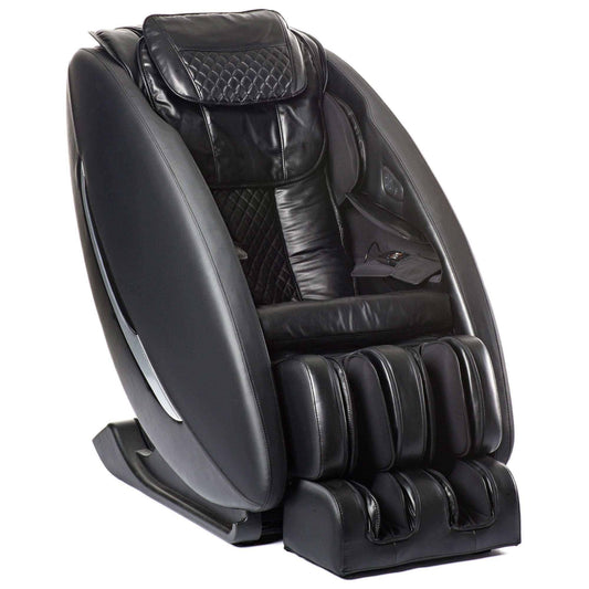 Inner Balance Ji Massage Chair black electric massaging chair with quilted design and footrest