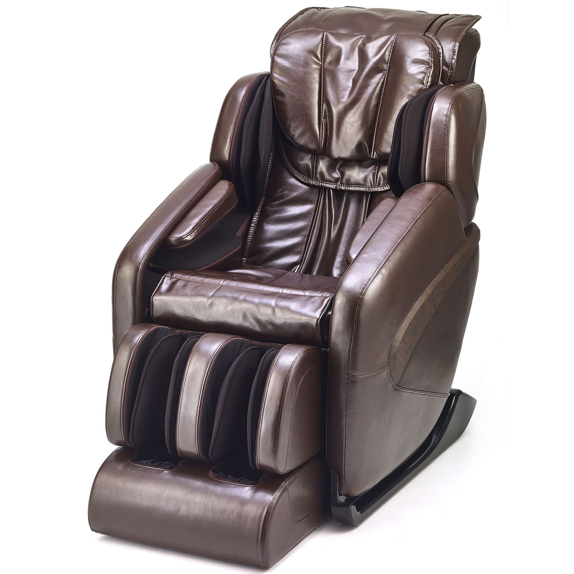 Inner Balance Jin Massage Chair in dark brown leather with ergonomic design and full body massage features