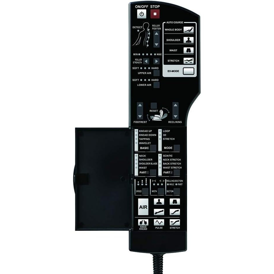 Synca Wellness Kurodo Massage Chair remote control with buttons for auto courses and massage settings