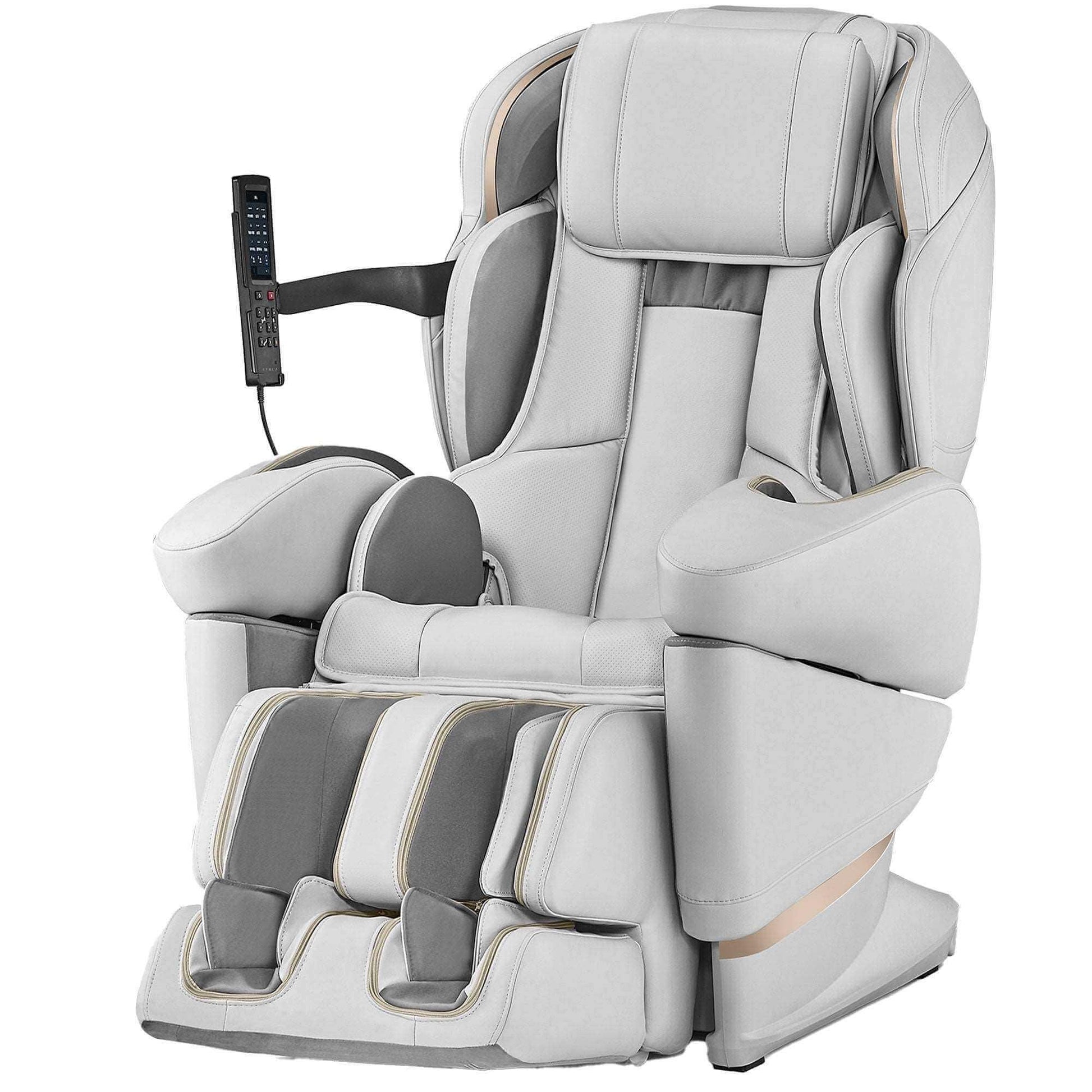 Synca Wellness JP-3000 Massage Chair in light gray with remote control for full body massage