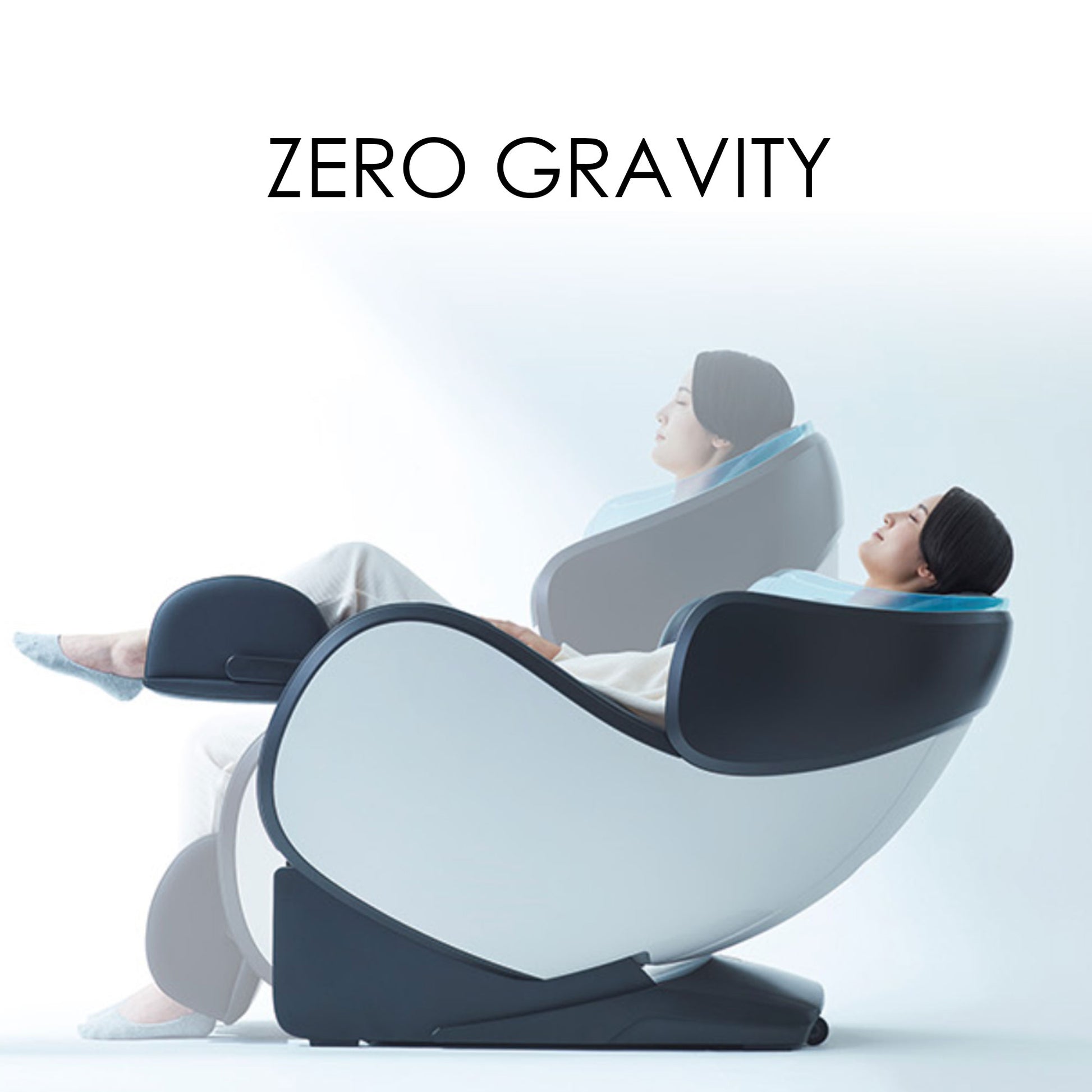 Synca Wellness CirC 3 Massage Chair in zero gravity position with sleek black and white design
