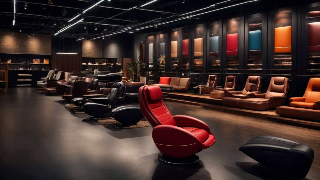 Modern showroom displaying various massage chairs for guidance on how to choose the best massage chair