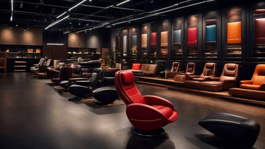 Modern showroom displaying various massage chairs for guidance on how to choose the best massage chair