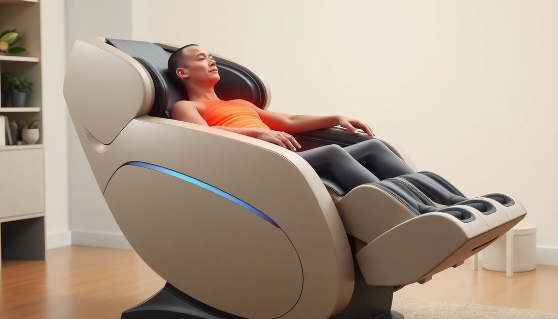 Modern design of the best massage chair for home relaxation with a person enjoying a massage