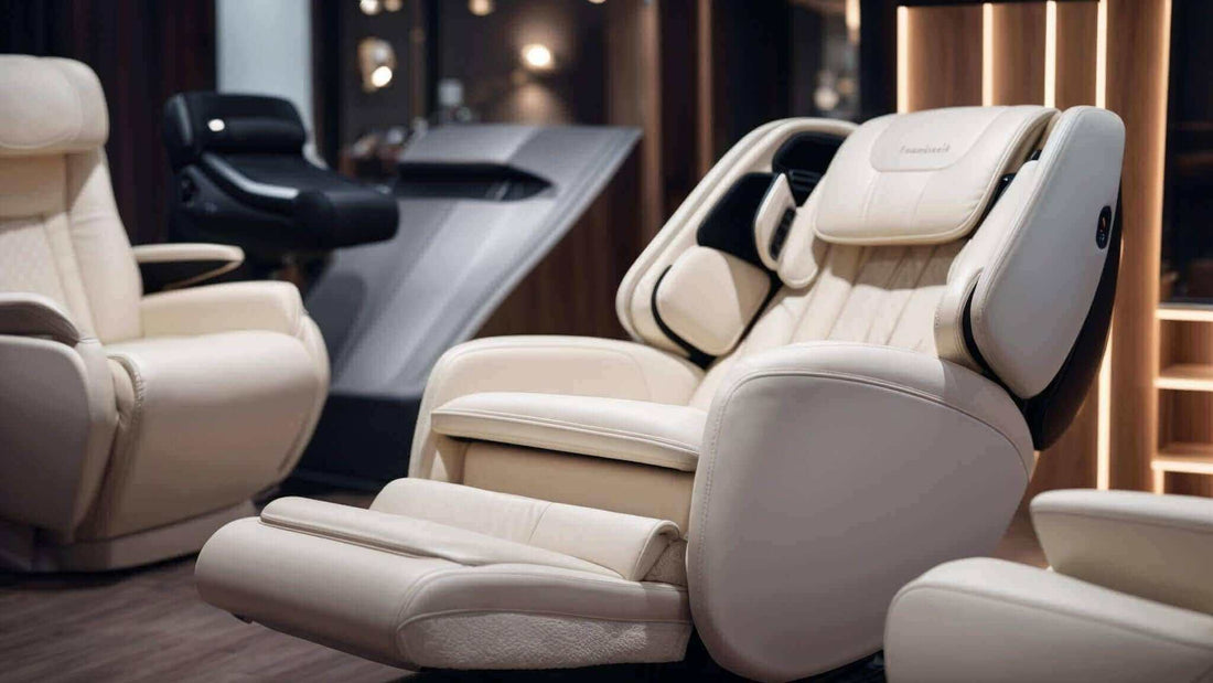 Luxurious modern massage chair features a sleek design and advanced relaxation functionalities