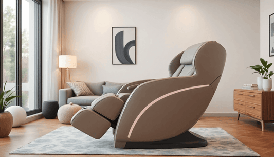 Fujiiryoki Massage Chairs in a modern living room setting with cozy decor