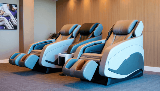 Modern massage chairs in a peaceful setting, showcasing why doctors recommend massage chairs?