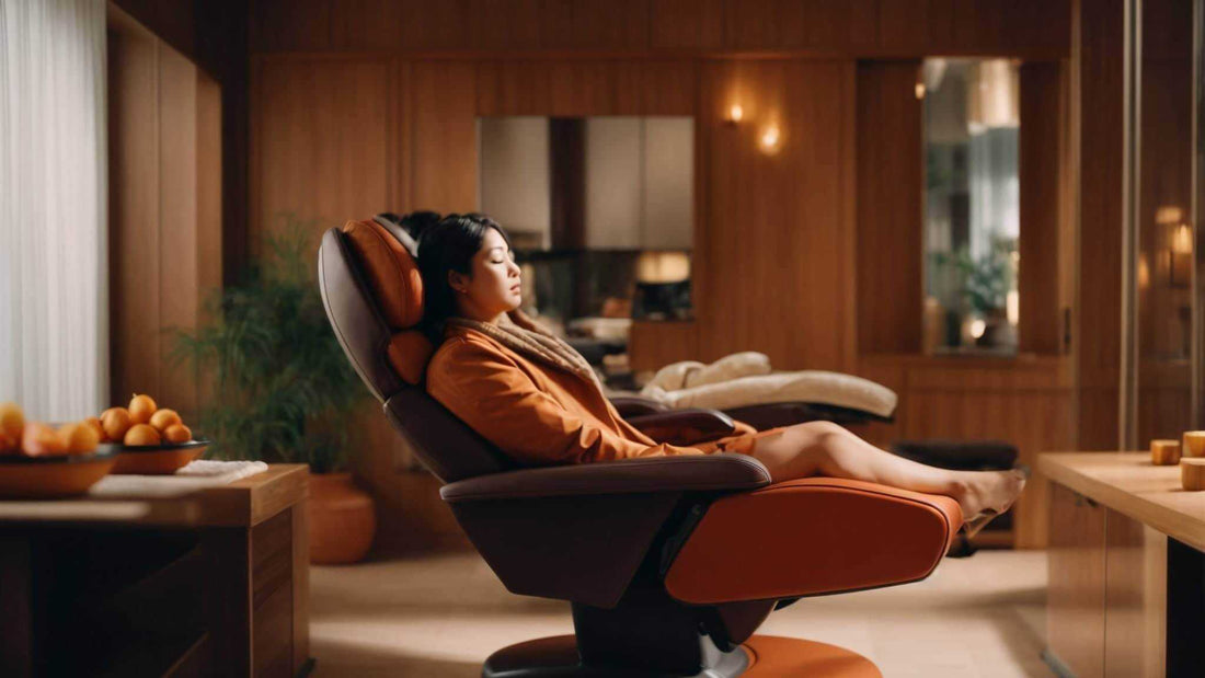 Person relaxing in a massage chair enjoying kneading in massage chairs for ultimate comfort