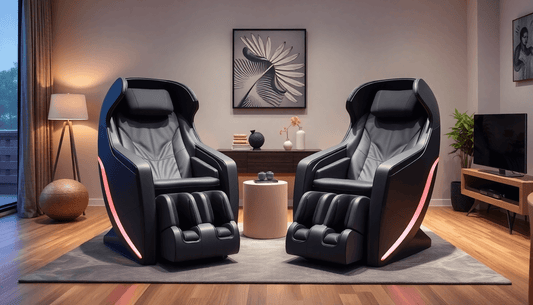 Ultimate Relaxation with Fujiiryoki Massage Chairs in a modern living room setting with soft lighting and stylish decor