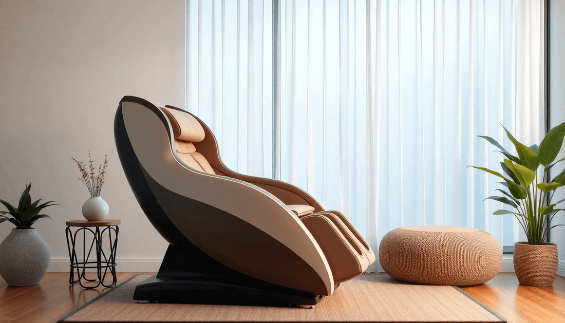 Fujiiryoki Massage Chairs in a modern living space with natural light and decorative plants