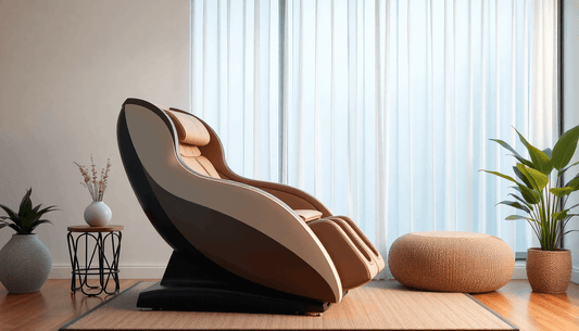 Fujiiryoki Massage Chairs in a modern living space with natural light and decorative plants