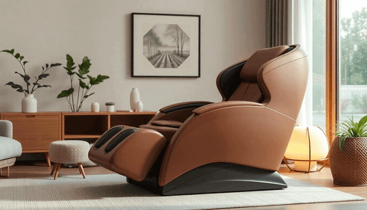 Modern Japanese massage chair in a cozy living room showcasing the secrets of Japanese massage chairs