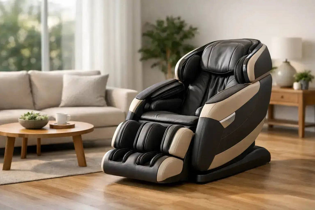 modern massage chair in a cozy home setting highlighting comfort and wellness benefits