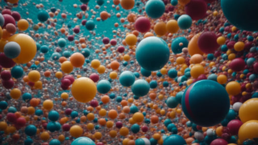 Colorful abstract representation of relaxation with spheres symbolizing a massage chair daily experience
