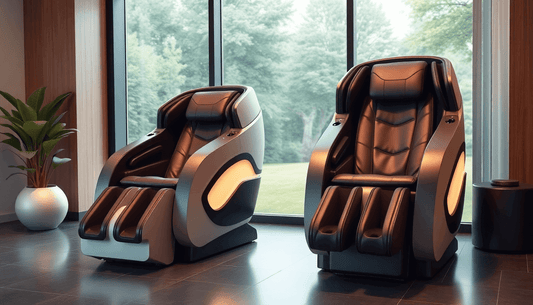 Modern living room featuring two high-quality massage chairs in a stylish setting
