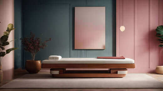 Elegant spa setting featuring a luxurious massage chair in a serene environment