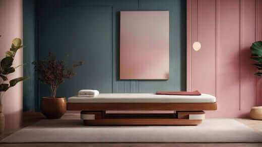 Elegant spa setting featuring a luxurious massage chair in a serene environment
