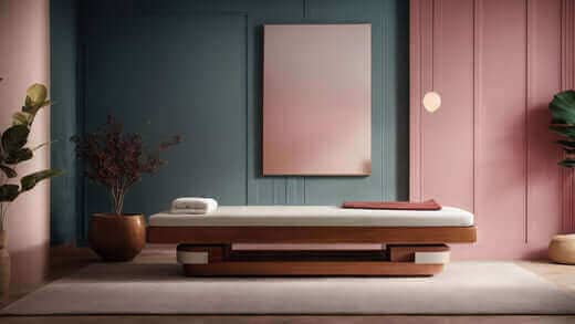 Elegant spa setting featuring a luxurious massage chair in a serene environment