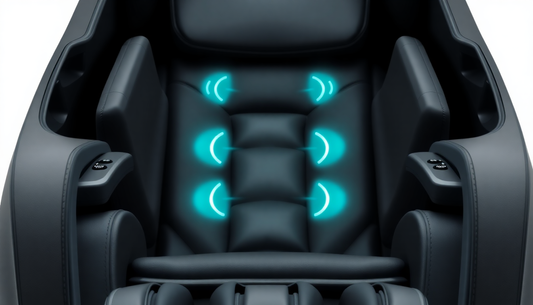 Close-up of a massage chair showcasing its features and massage chair benefits for home relaxation