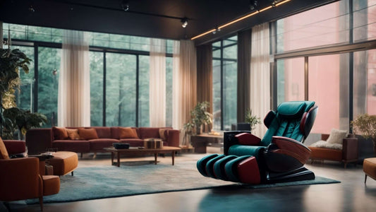 Stylish living room featuring a modern massage chair for poor circulation amidst elegant decor