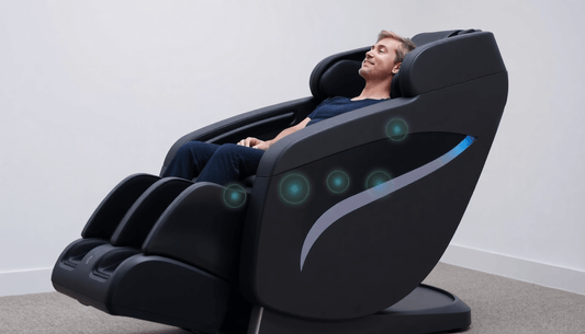 Relaxing man enjoying a Fujiiryoki Massage Chairs for ultimate comfort and relaxation