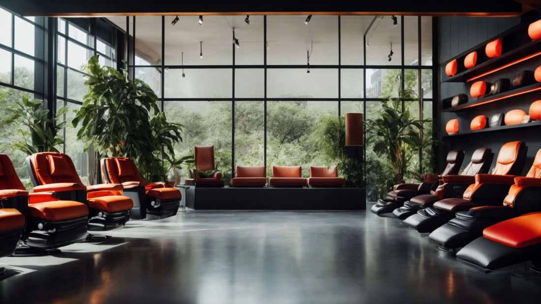Modern relaxation space featuring multiple Massage Chairs for Joint Stiffness & Mobility in a tranquil setting
