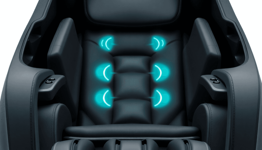 Close-up of a massage chair showcasing its features and massage chair benefits for home relaxation