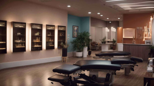 Modern chiropractic office with adjustable treatment tables showcasing the best massage chairs for chiropractic offices