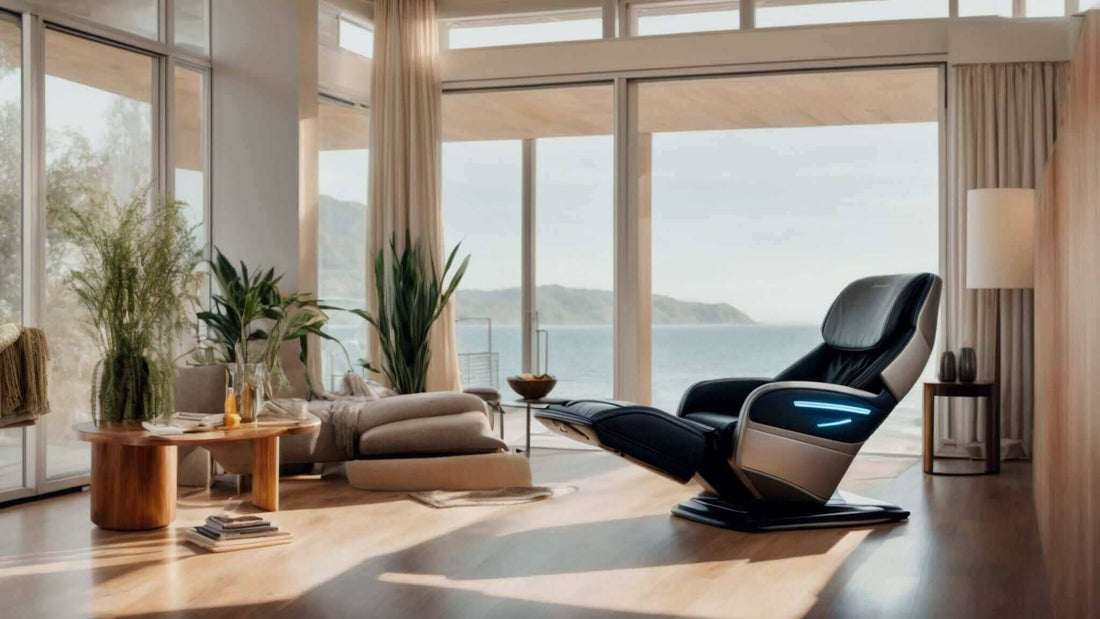 Massage chair in black leather with blue accent lighting and a sculpted reclining design, Choosing the Perfect Massage Chair: Features to Consider Before Buying