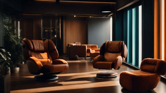 Modern massage chair for muscle tension in a stylish, well-lit interior setting