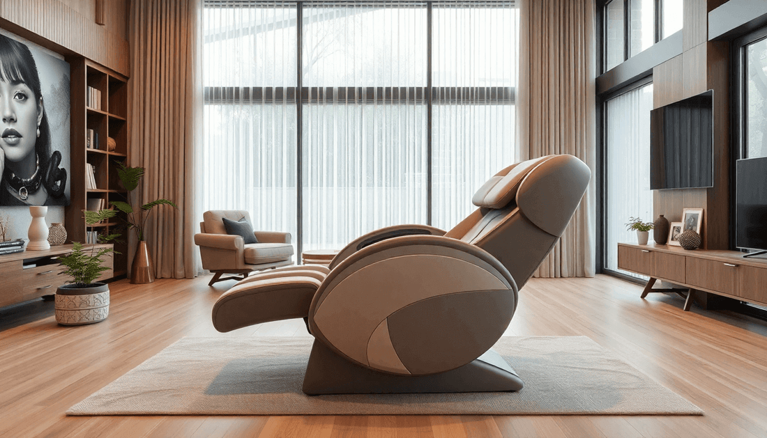Contemporary living room design featuring a Fujiiryoki Massage Chair for relaxation and comfort