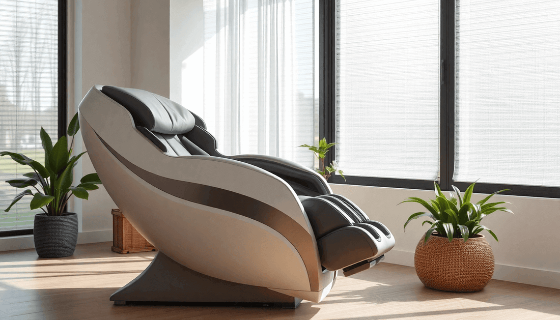 Fujiiryoki Massage Chairs in a modern setting with natural light and indoor plants
