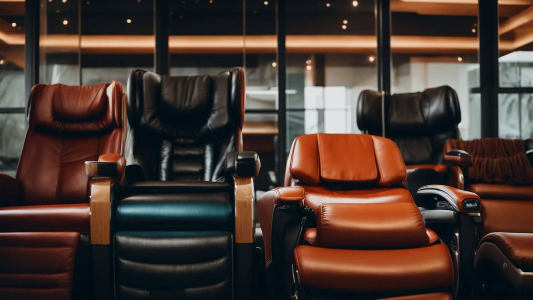 A selection of luxury massage chairs designed for relaxation and comfort, perfect for relieving fatigue