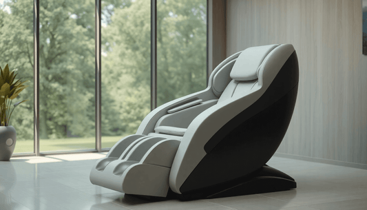 Fujiiryoki Massage Chairs featuring a sleek design in a modern room with large windows