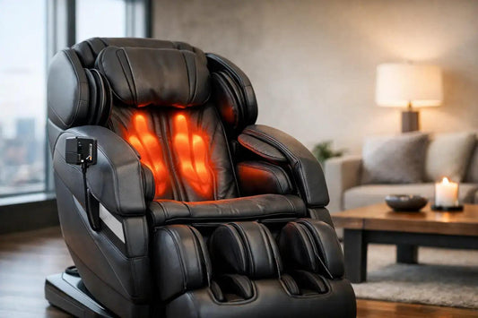 Heated deep tissue massage chair with adjustable rollers and heat zones for full-body tension relief