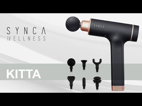 Synca Wellness massage gun with various attachments, the best massage gun for sports recovery