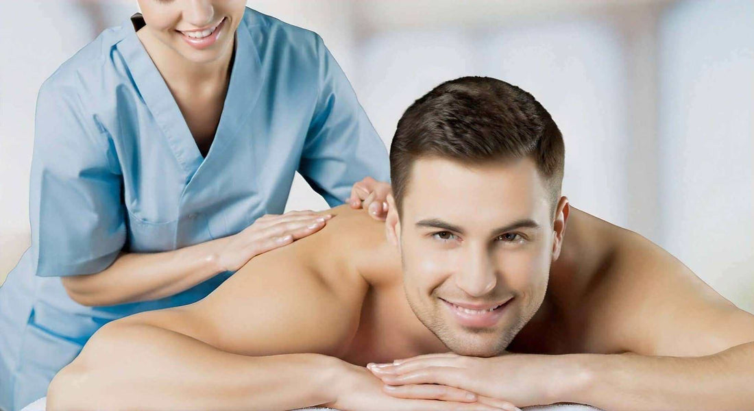 Immerse Yourself in Luxury: The JP1100 Deluxe 4D Zero Gravity Massage Chair shown with a therapist massaging a man's bare back