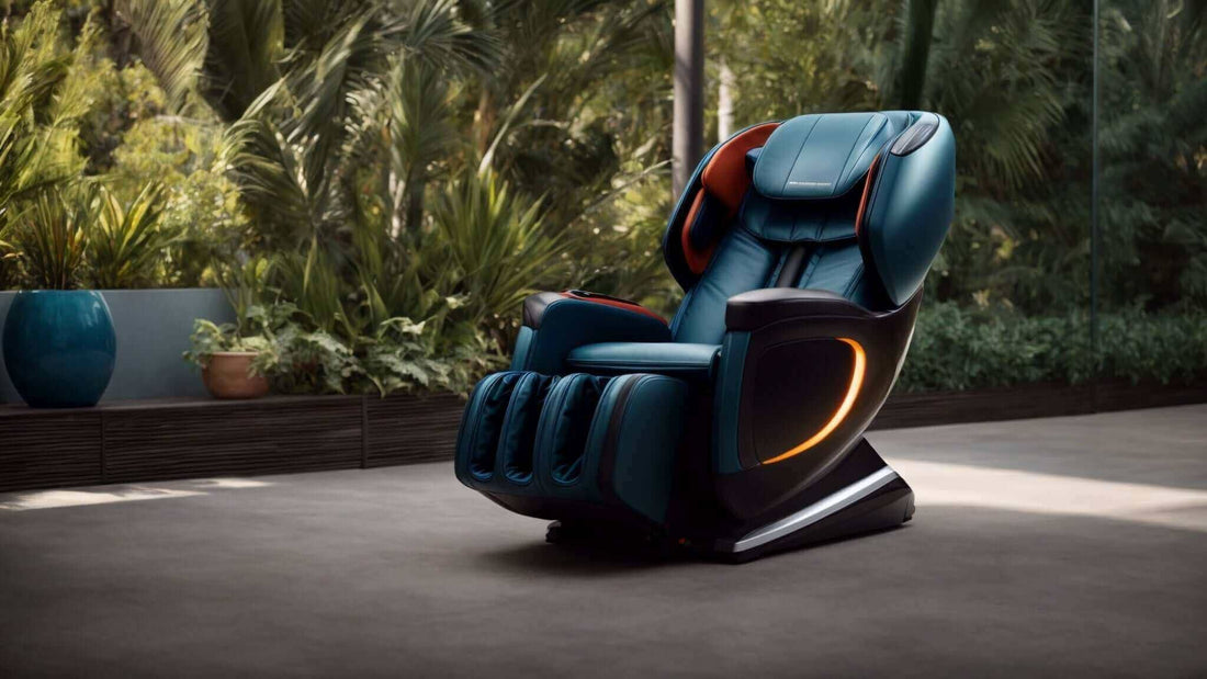 Commercial massage chair, Kurodo E vs. Competitors: The Best Commercial Massage Chair for Your Business, in black and blue with orange accents