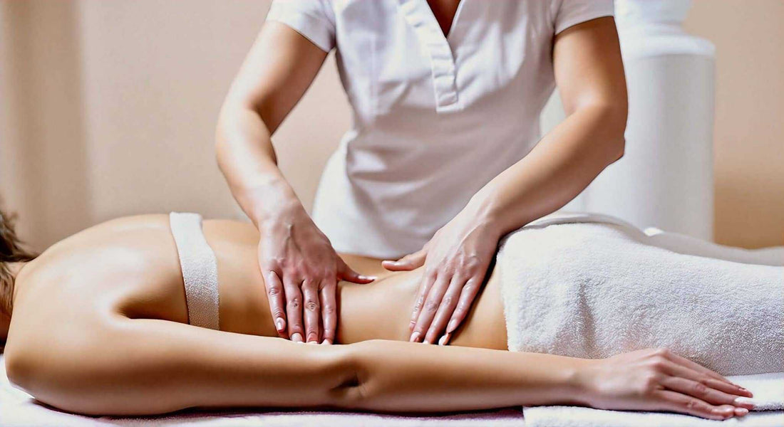 The Comprehensive Guide to Lumbar Massage Techniques for Ultimate Relaxation shows hands massaging a person's lower back
