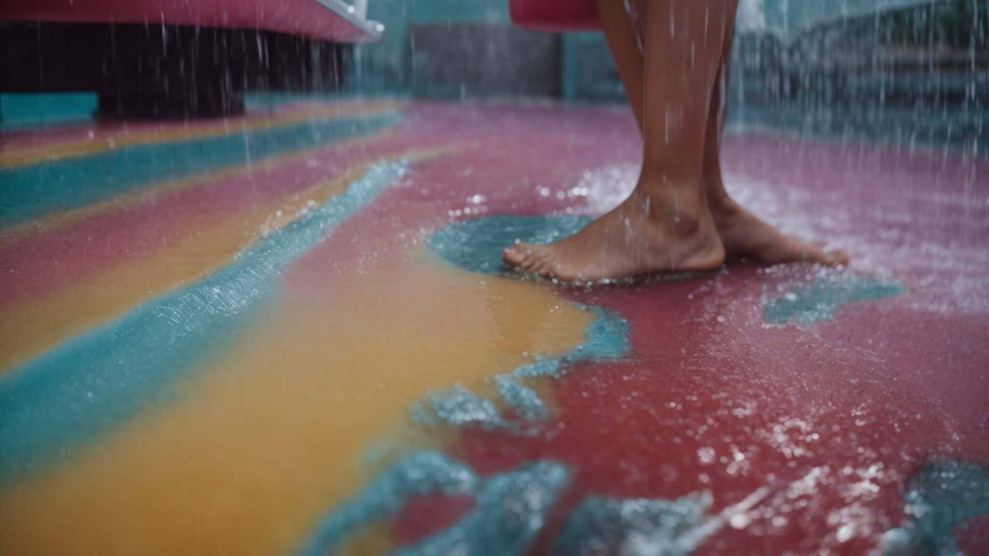 Water park sprinkler with bright red, yellow, and blue splash pad and bare feet, Unlocking the Benefits of Foot and Lower Leg Massage in 2025: A Comprehensive Guide