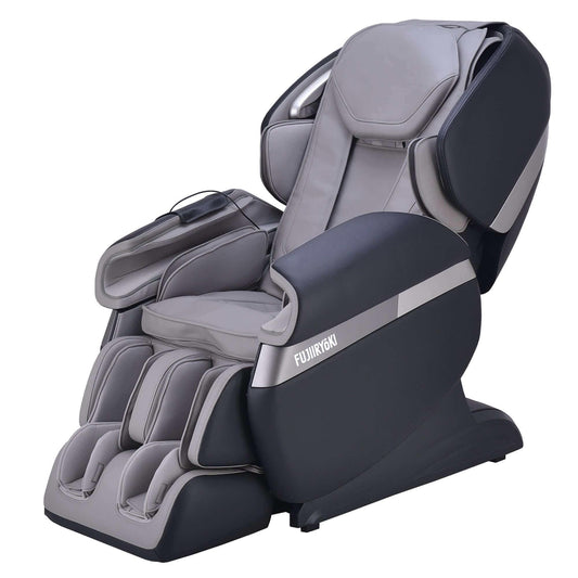 Fujiiryoki Calm Plus massage chair in gray and black with ergonomic design and full body massage features