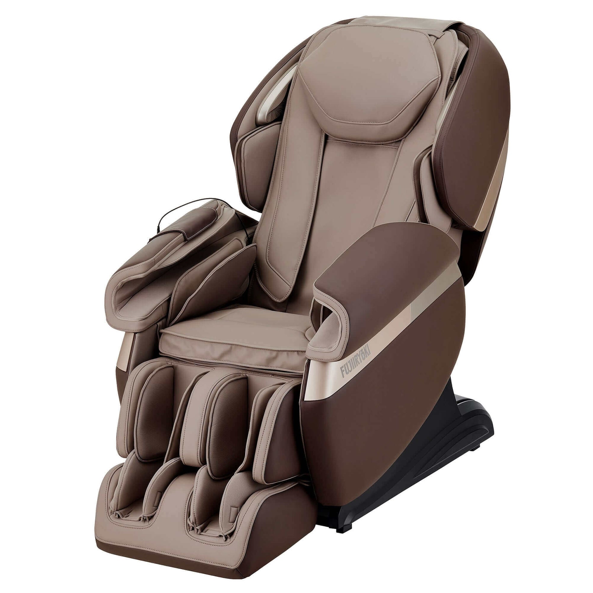 Fujiiryoki Calm Plus massage chair in brown with ergonomic design and full body electric massage features