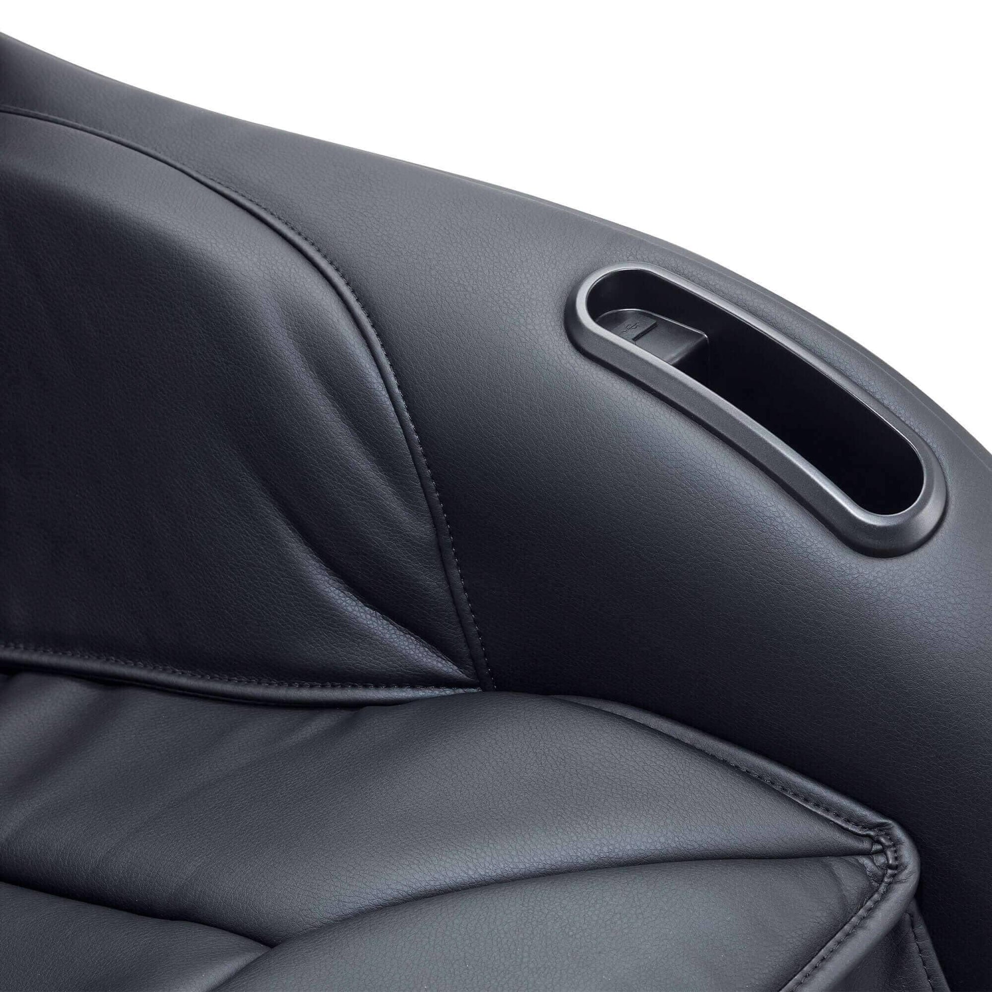 Close-up view of the luxurious leather upholstery on the Fujiiryoki CirC 3 Massage Chair