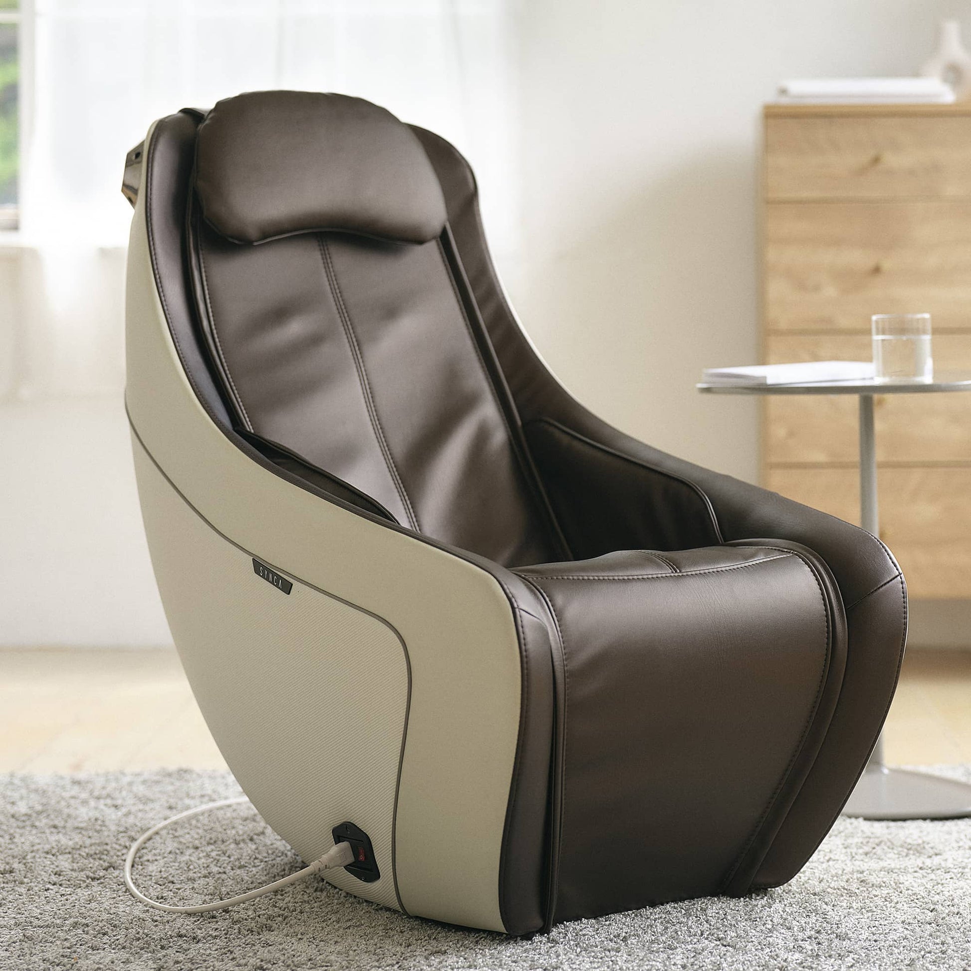 Synca Wellness CirC Massage Chair in brown and cream for ultimate relaxation and comfort